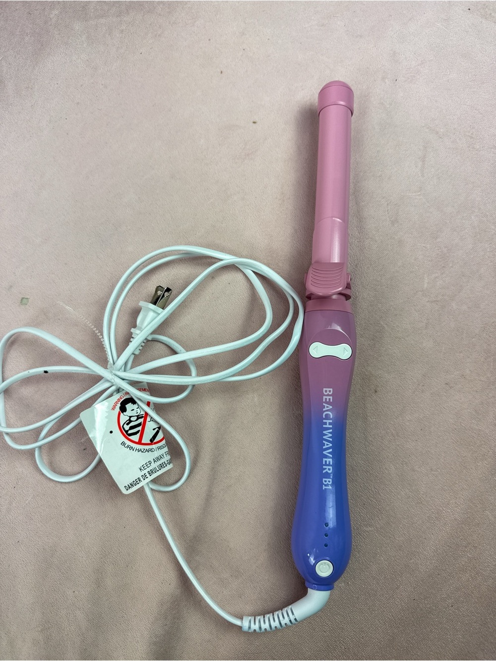 Beachwaver B1 1in Rotating Curling Iron Ceramic, Adjustable Heat, Pink/Purple